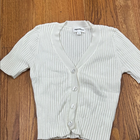 Superdown Cream Ribbed Cardigan - Picture 2 of 3